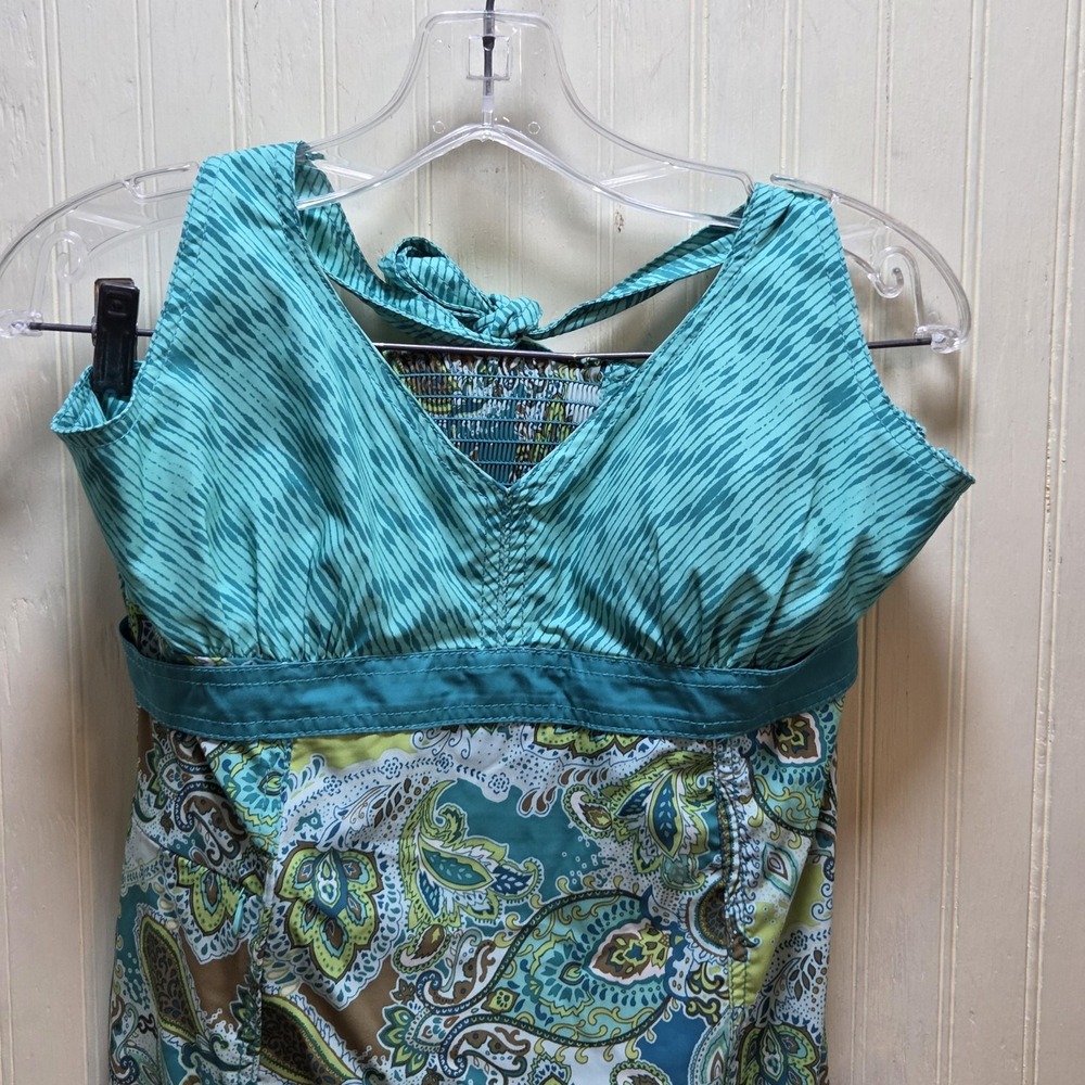 Athleta‎ Dress Womens 10 Blue Paisley Halter Sundress Sleeveless Short Travel